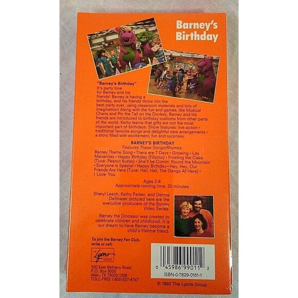 Vtg Barney VHS Birthday Sing Along Barney & Friends 90s TV Show Backyard Gang - Picture 2 of 7